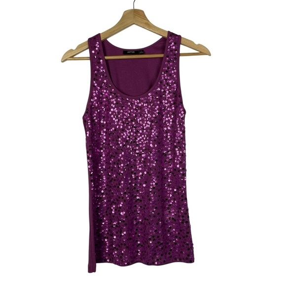 Apt. 9 Purple Sequin Scoop Neck Tank Top M - Picture 1 of 3